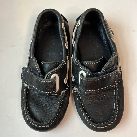 six pieds trois pouces Boys Dark Leather Self Closure Loafers - Picture 3 of 8